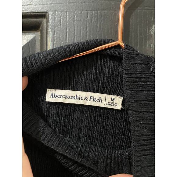 Abercrombie & Fitch Black Ribbed Mock Neck Knit Pullover Top Size M - Picture 5 of 7